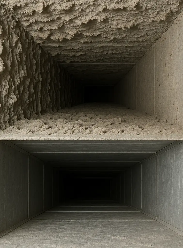 Before and after duct cleaning in Channelview TX